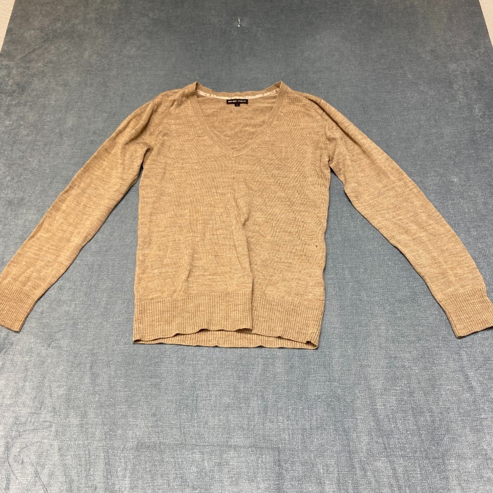 New York & Company Sweater Mens Large Brown Ribbed V Neck Outdoor Winter Cozy